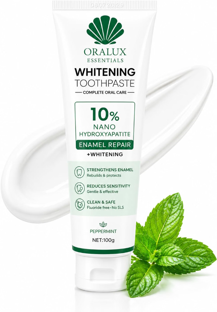 Oralux Essentials whitening toothpaste tube